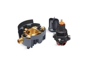 Thermostatic rough-in with integrated volume control and stops