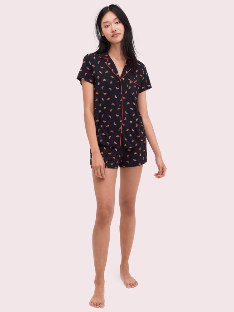 ditsy watermelon black short pj set