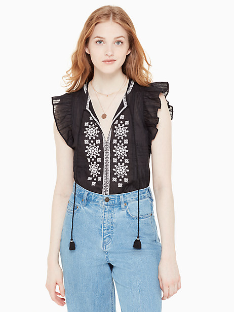 KATE SPADE mosaic embroidered tassel top,716454382493
