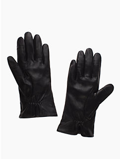 leather gloves bow gloves, black