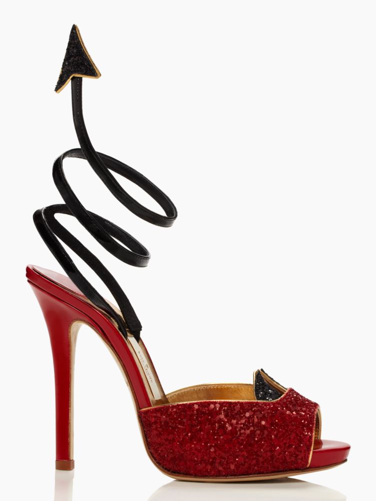 convex heels, red glitter