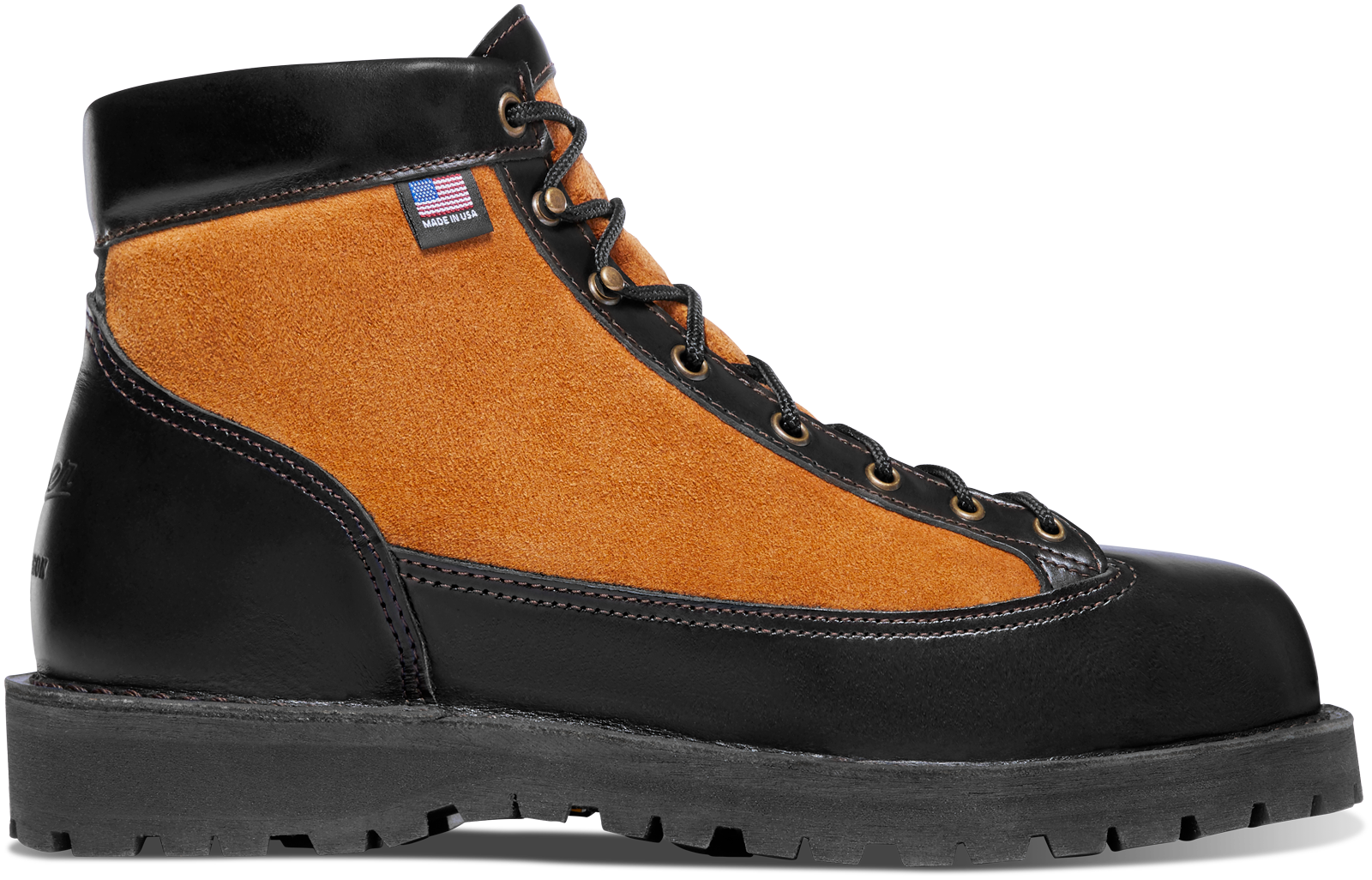 6 inch Danner Light boot with black leather and khaki leather panels