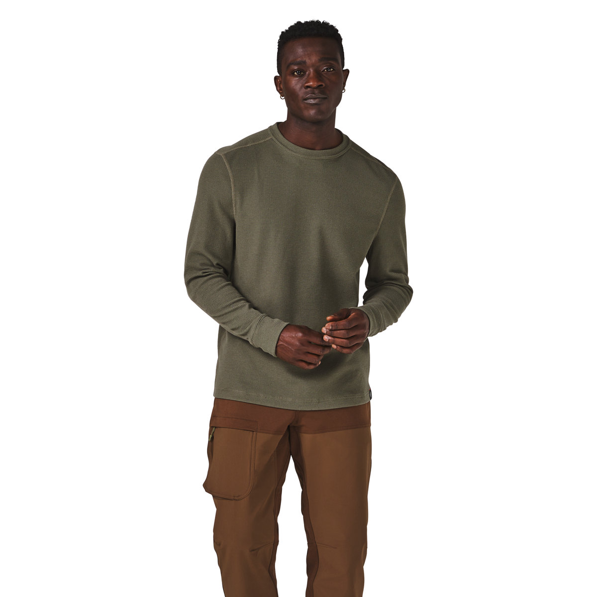 Santiam Waffle LS Tee Dusty Olive - M