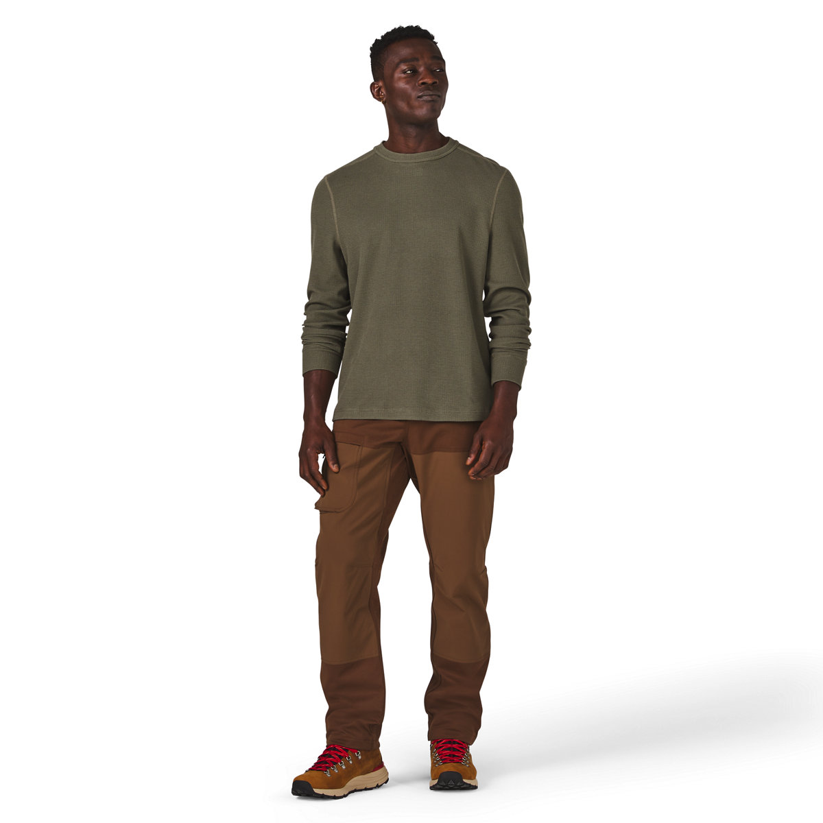 Santiam Waffle LS Tee Dusty Olive - M