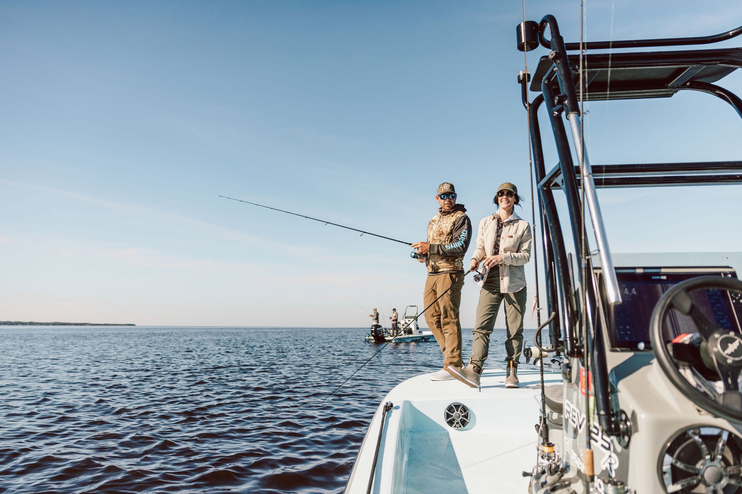 fishing off of a boat in blue ocean water