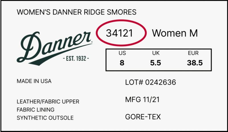 Danner size chart hotsell