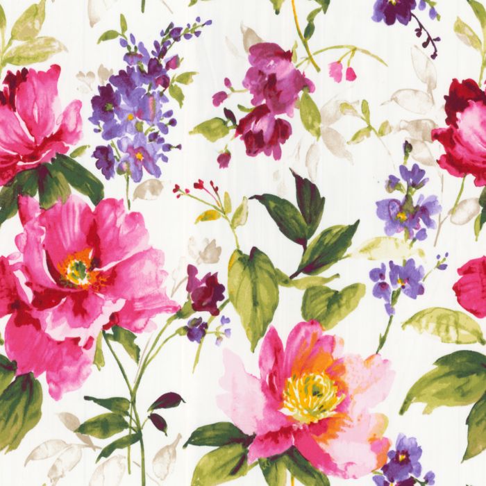 Chintz Like Pink Floral Fabric Fresh Cut Honeysuckle Loom Decor