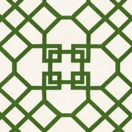 Asian Green Trellis Fabric Xu Garden Veridian Loom Decor