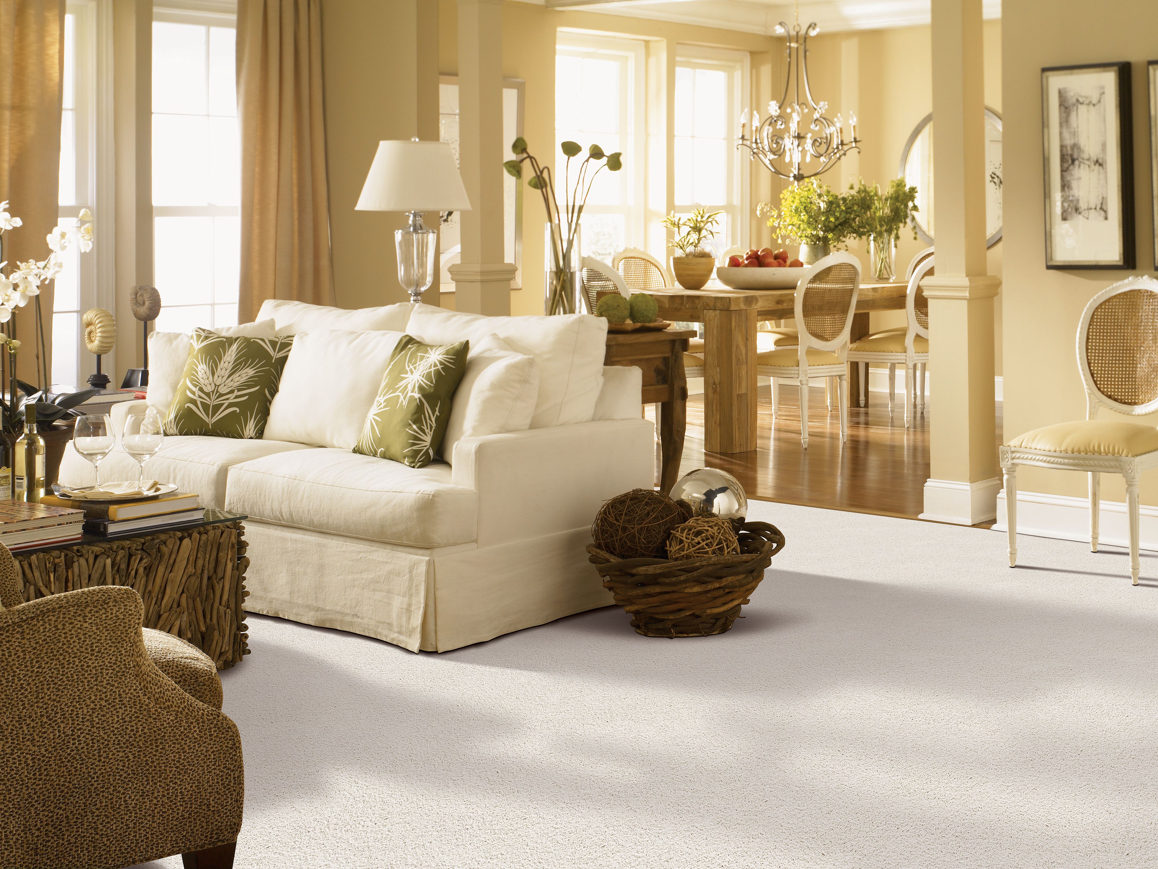 【HIAND】Scallop Parke／ベージュ／アクティブシリーズ SmartStrand Silk Carpet in Belvedere - Mohawk Flooring