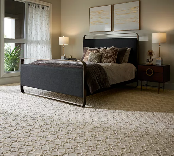 Bedroom with beige carpet