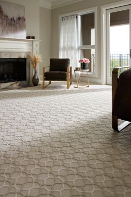Living room with a carpeted floor