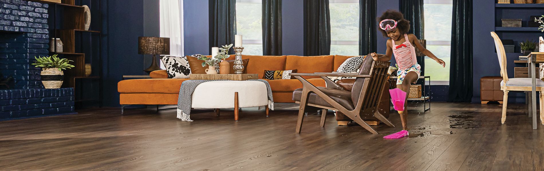 resilient, family-friendly floors in living room