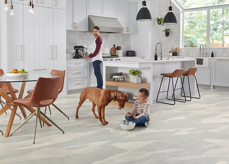 baby playing on hardwood floors