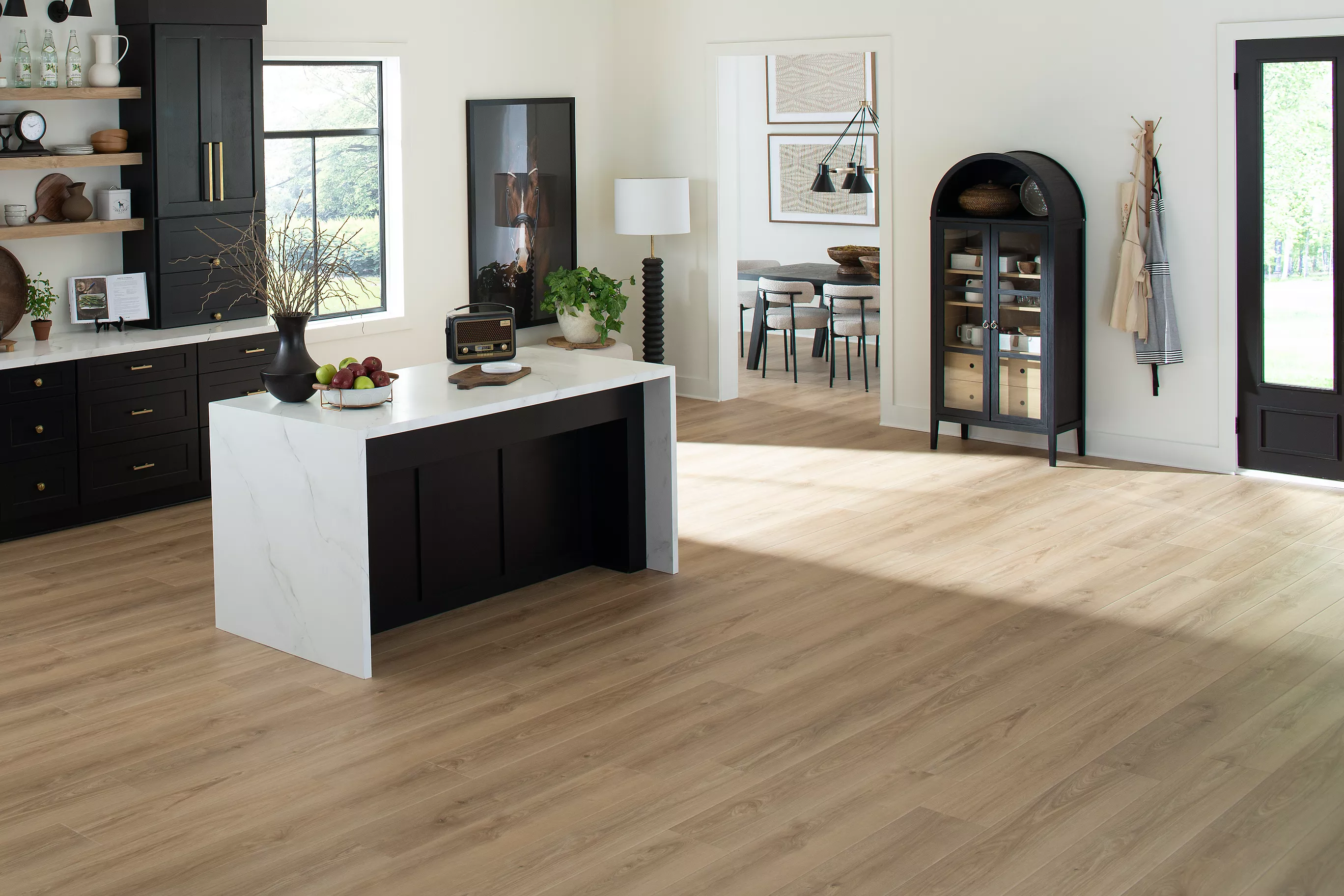 bathroom with grey hardwood floors