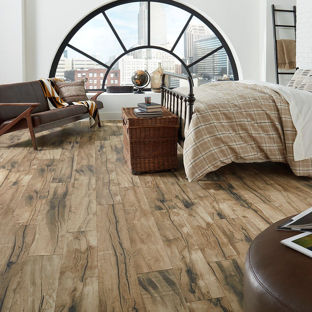 Brown grey laminate floors in industrial loft