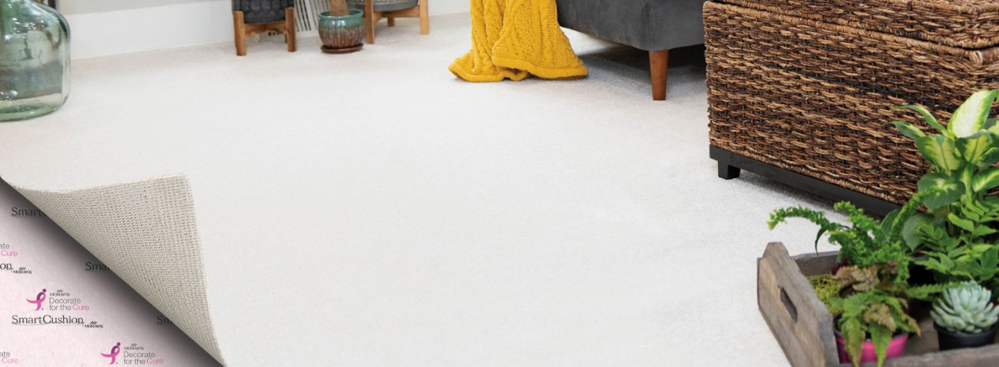 Living room carpet showing the smart cushion backing
