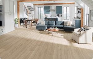 living room with light brown hardwood flooring