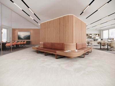 Assembled Travertine | Angular Layer, 838 Sandset, Slabbed, 828 Silt - Assembled Threads, Threadline, 848 Fawn Felt |LVT