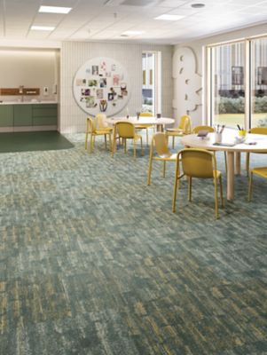 Spatial Build - Dynamic Field 649 Verdant Facade, Dynamic Fade 641 Solar Canopy, Tinted Timber Deep Tint 686 Deep Evergreen - Carpet Tile