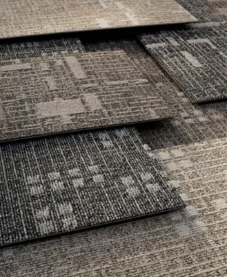 Fractal Fluency - squareD - Taupe 859, Flax 839, Iron 969; lineD - Taupe 859, Flax 839, Iron 969 - Carpet Tile