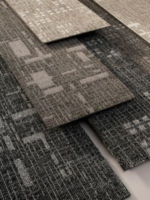 Fractal Fluency - squareD - Taupe 859, Flax 839, Iron 969; lineD - Taupe 859, Flax 839, Iron 969 - Carpet Tile