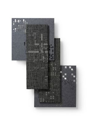 Fractal Fluency - squareD - Charcoal 989; lineD - Charcoal 989 - Carpet Tile