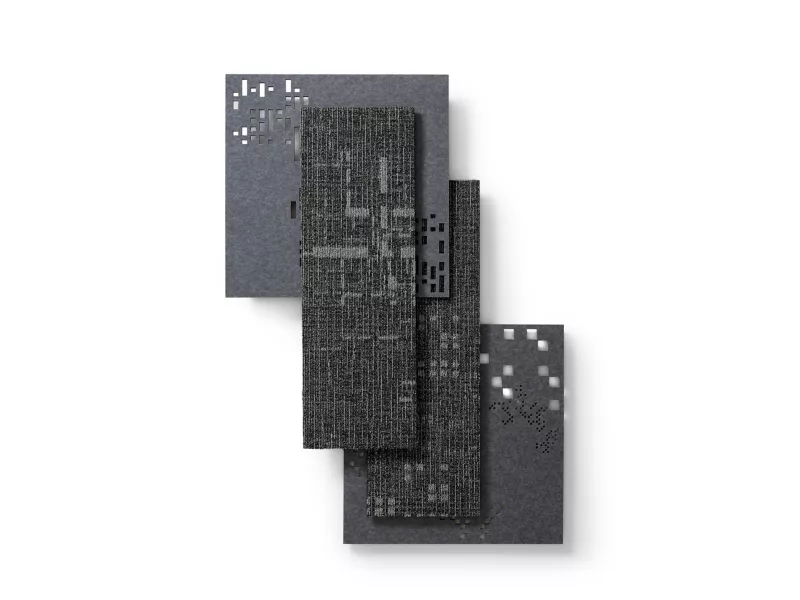 Fractal Fluency - squareD - Charcoal 989; lineD - Charcoal 989 - Carpet Tile