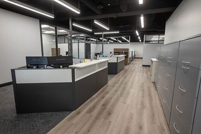 Angled Perception - Metal Grey 979; Living Local Premium Wood - Almond 330