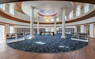 Lancaster High School - Carpet Tile - Accredited, Proficient, Sabbatical | LVT – Optic Hues, Terrazzo, Chromascope, Premium Wood