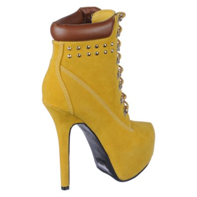 Buy Wild Rose Womens Bryna-20 Mustard Platform Ankle Boot High Heel