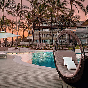 This Trex Transcend deck in Spiced rum makes the most of a tranquil garden spot