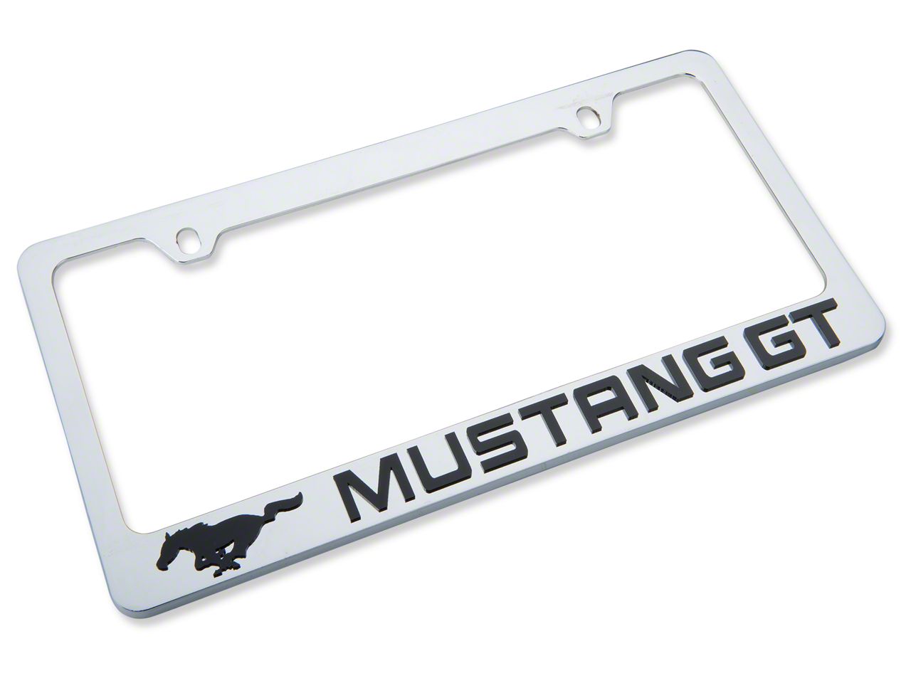 Ford mustang black acrylic license plate w/ chrome frame #7