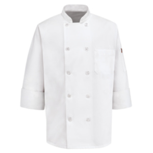 Knot Button Chef Coat with Thermometer Pocket, Red Kap