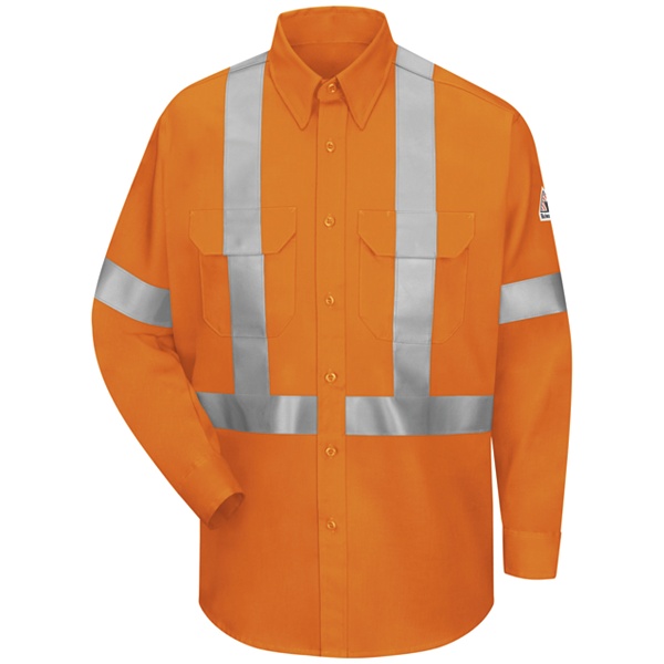 orange hi-visibility work shirt