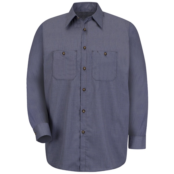 blue charcoal micro check long sleeve shirt