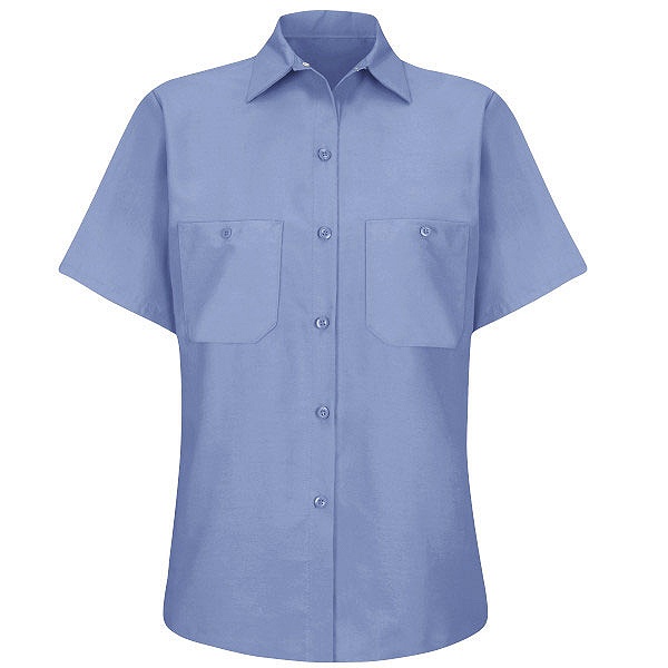 light blue short sleeve womens work shirt