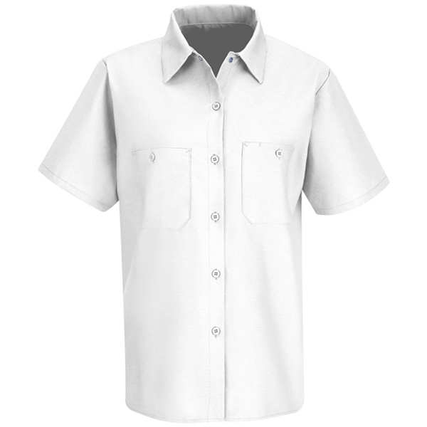 women's white short sleeve work shirt