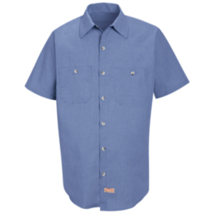 denim micro check short sleeve work shirt