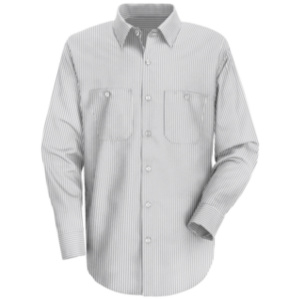 white striped long sleeve dress uniform shirt