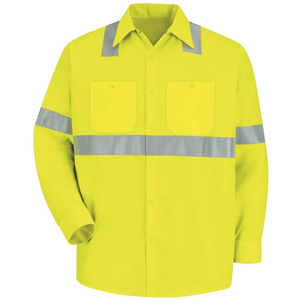 yellow hi visibility work shirt