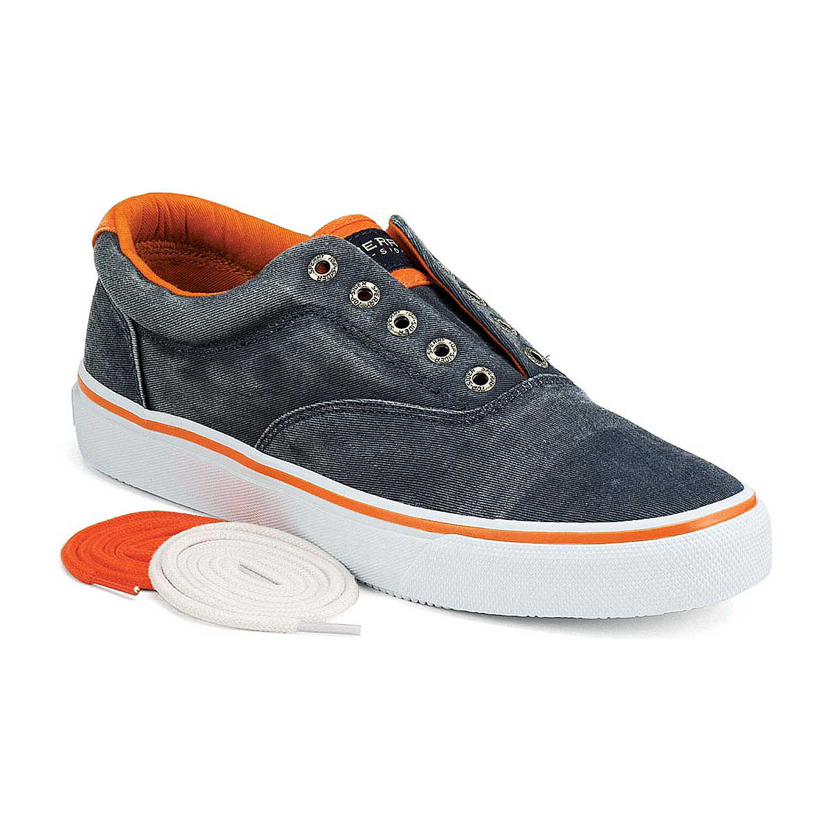 Striper CVO Laceless Slip-On Sneaker, Navy / Orange Canvas, dynamic 1