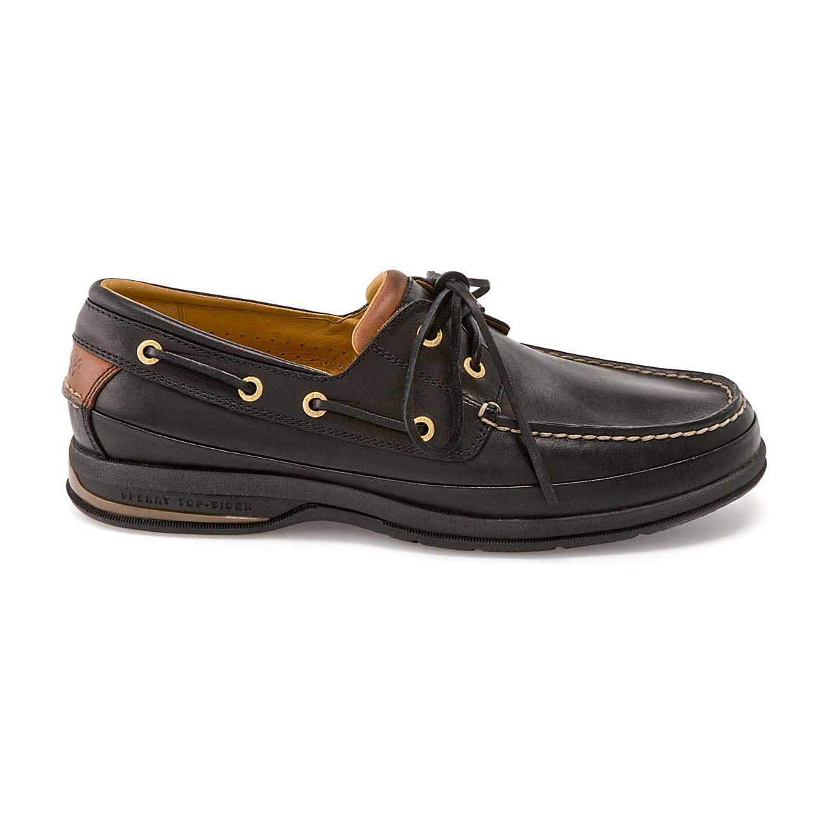 Gold ASV 2-Eye Boat Shoe, Black Leather, dynamic 1