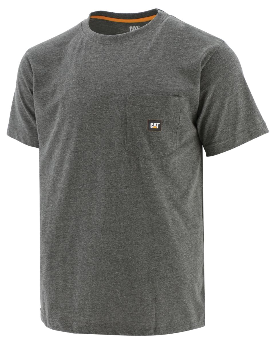 Industry Leader Short Sleeve Pocket Tee, Dark Heather Grey, dynamic 1