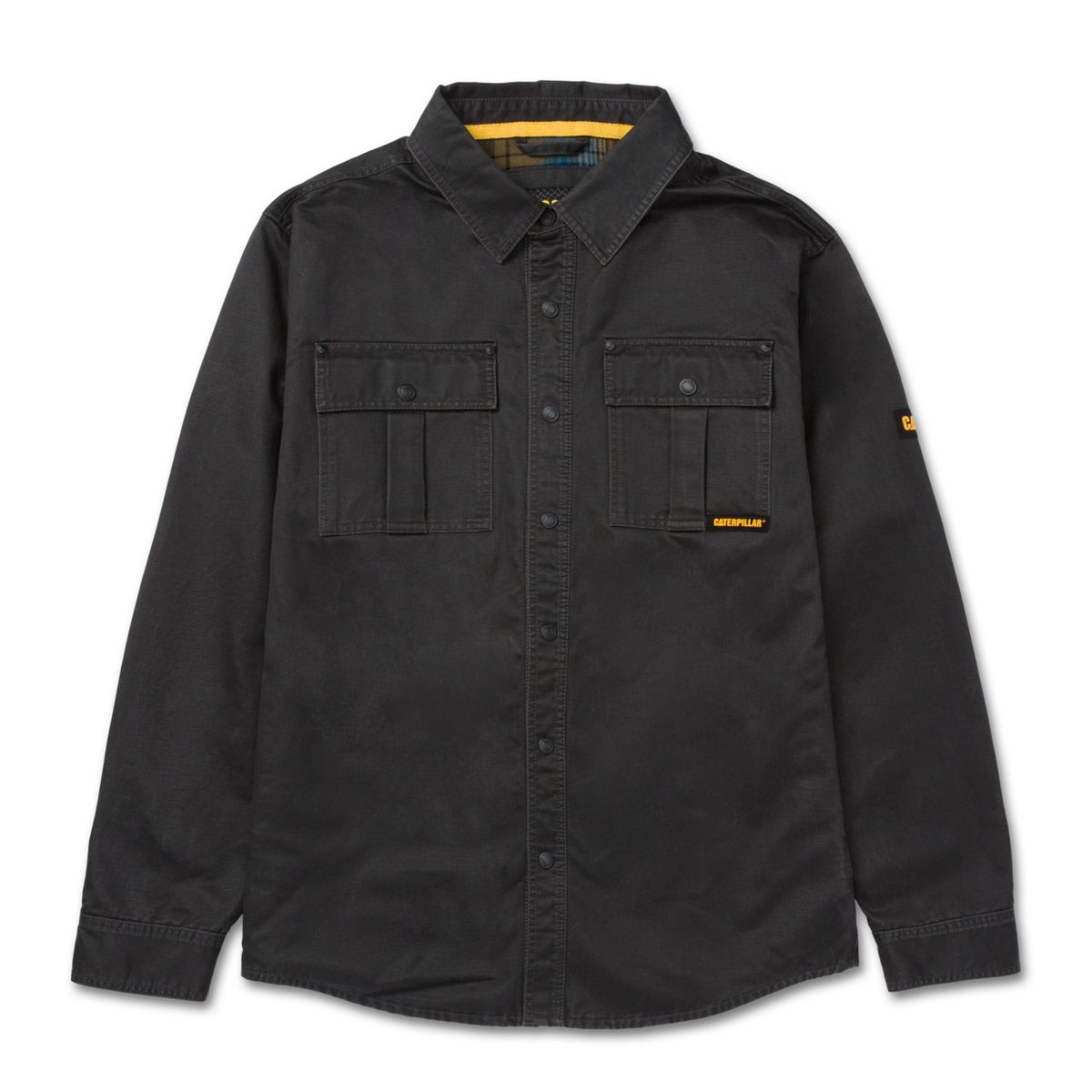 Waxed Cotton Shirt Jacket, Black, dynamic