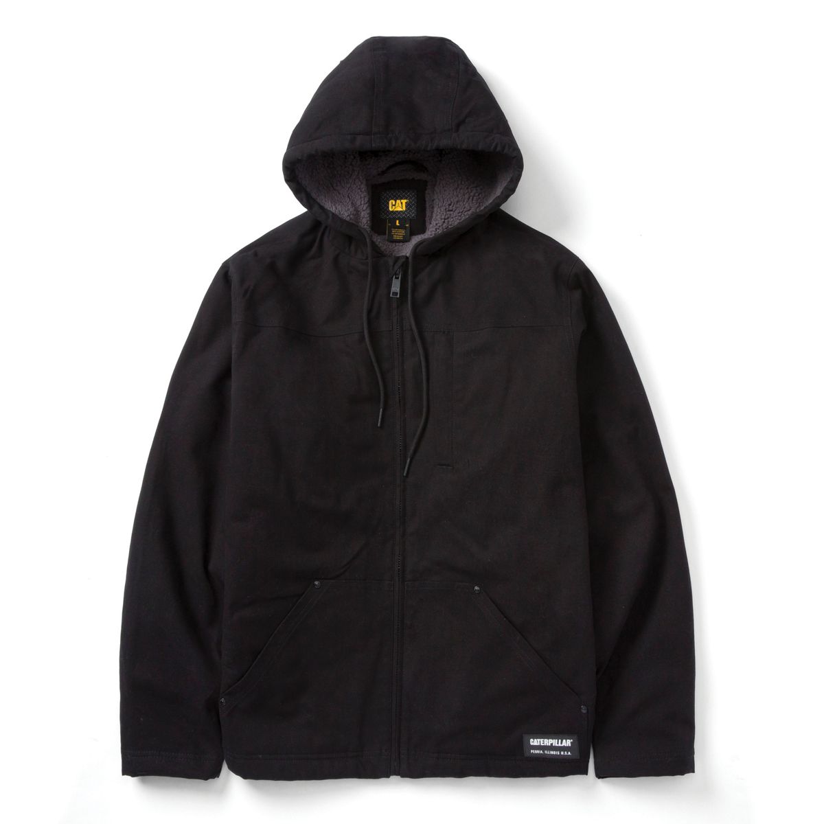 Hooded Sherpa-Lined Jacket, Black, dynamic