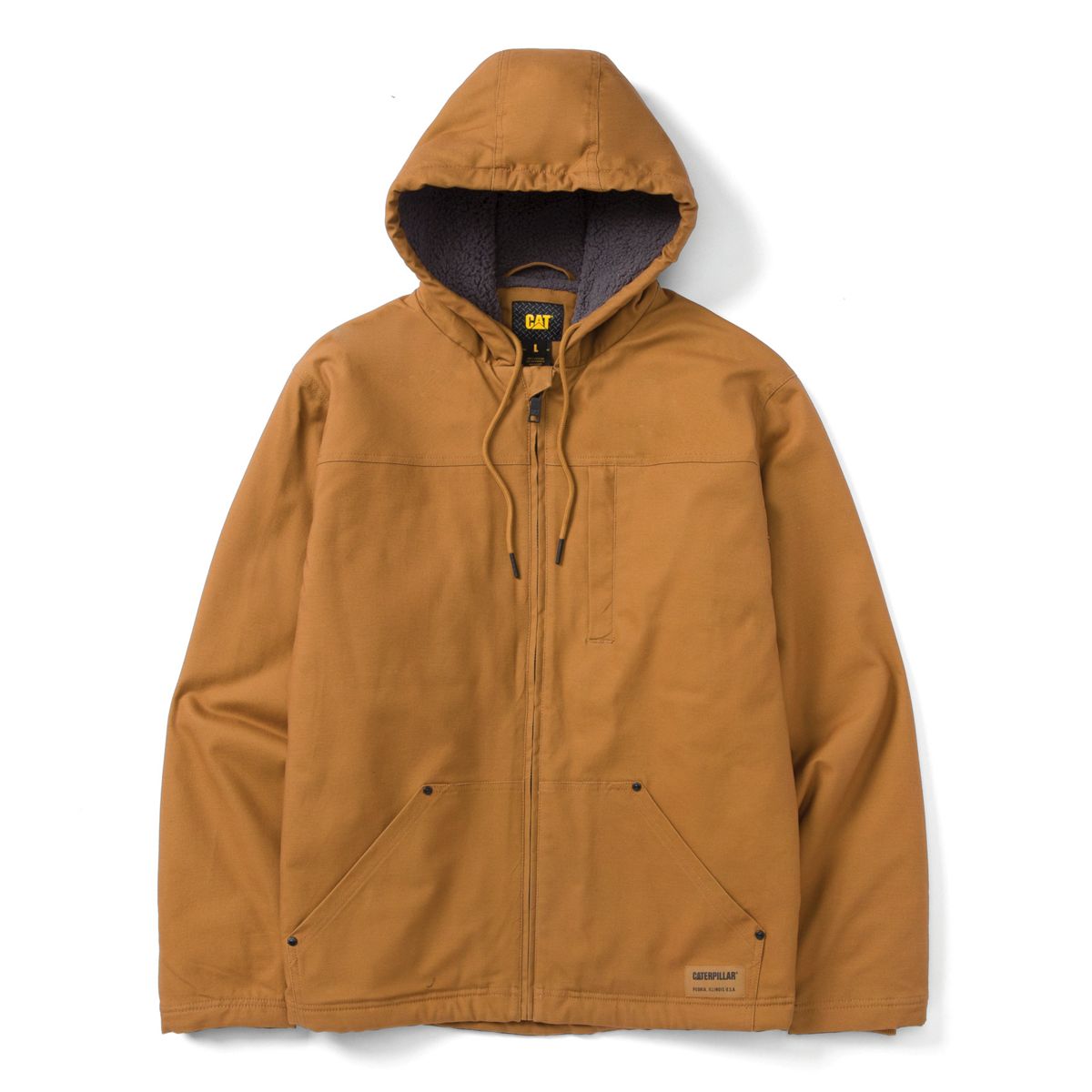 Hooded Sherpa-Lined Jacket, Bronze, dynamic