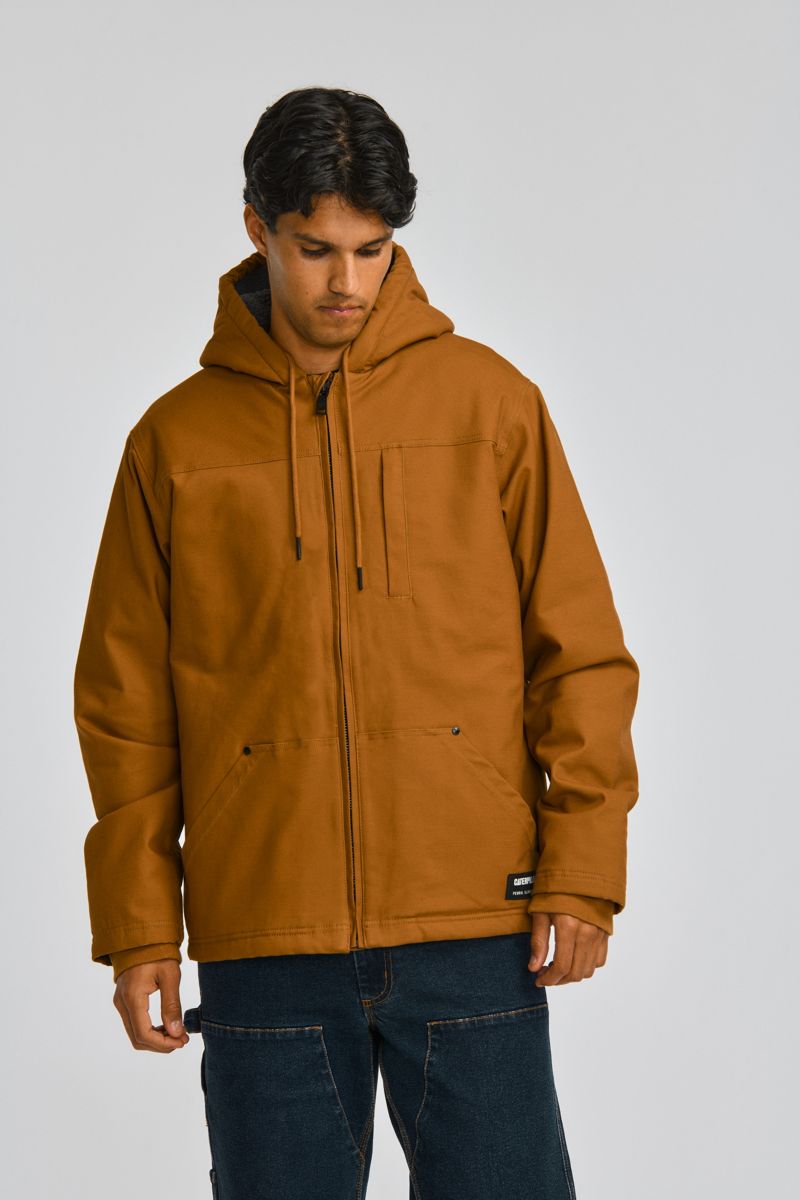 Hooded Sherpa-Lined Jacket, Bronze, dynamic 2