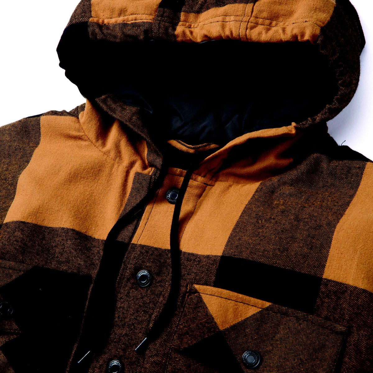 Hooded Flannel Shirt Jacket, Black | Bronze, dynamic 4
