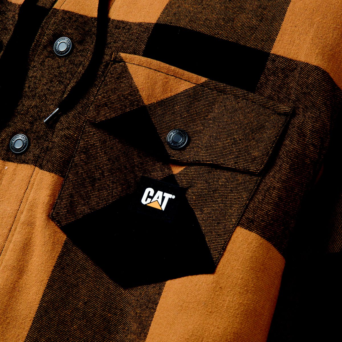 Hooded Flannel Shirt Jacket, Black | Bronze, dynamic 5