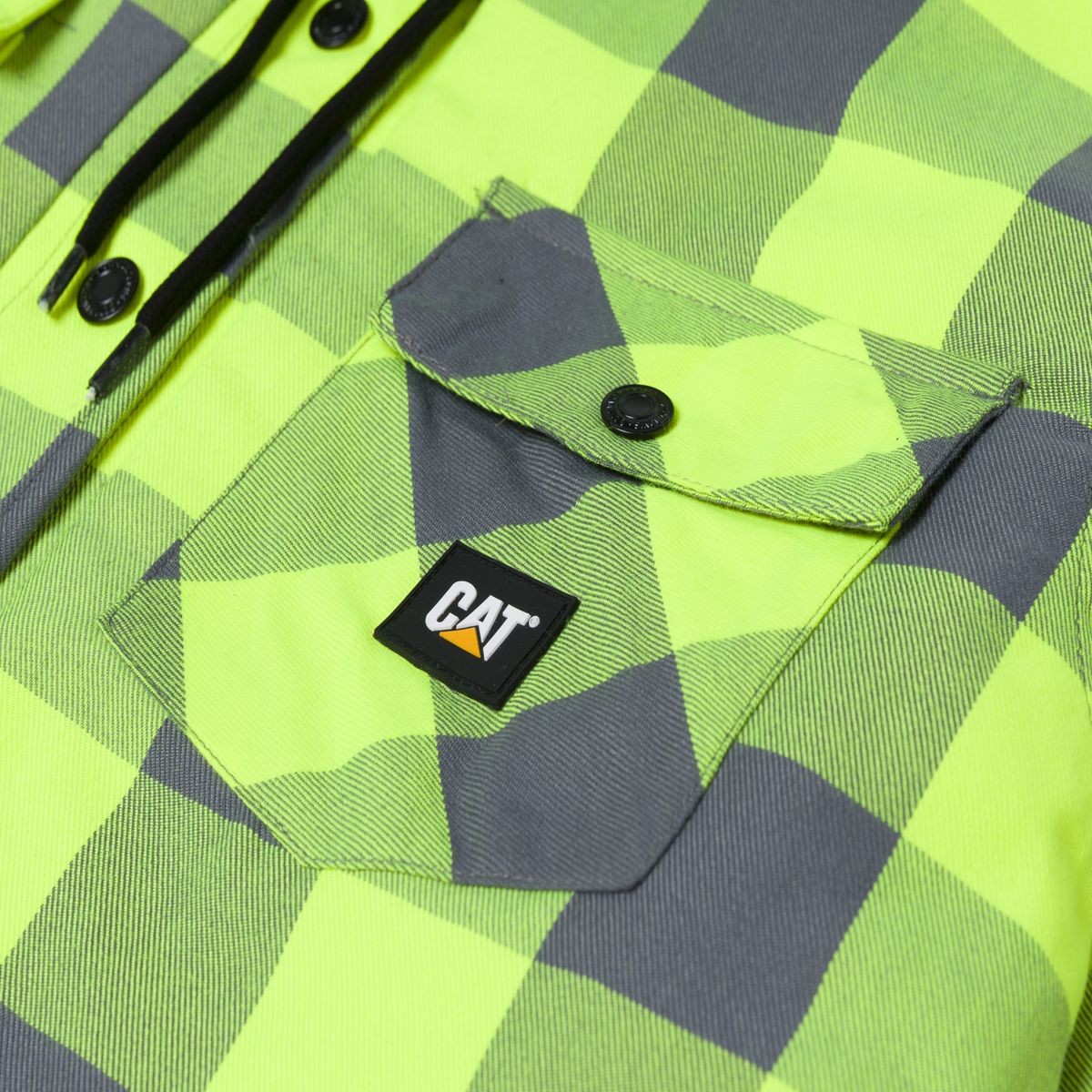 EV Hooded Flannel Shirt Jacket, Hi-Vis Yellow, dynamic 4